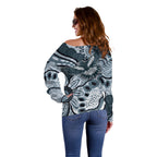 Magpies Aboriginal Art Off Shoulder Sweater