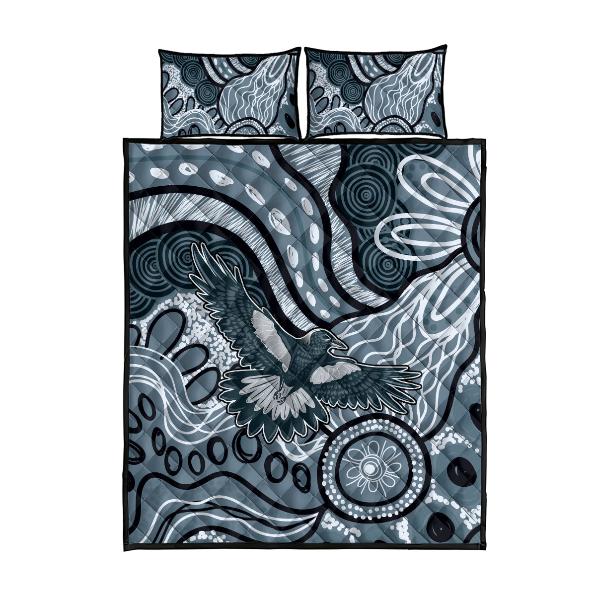 Magpies Aboriginal Art Quilt Bed Set