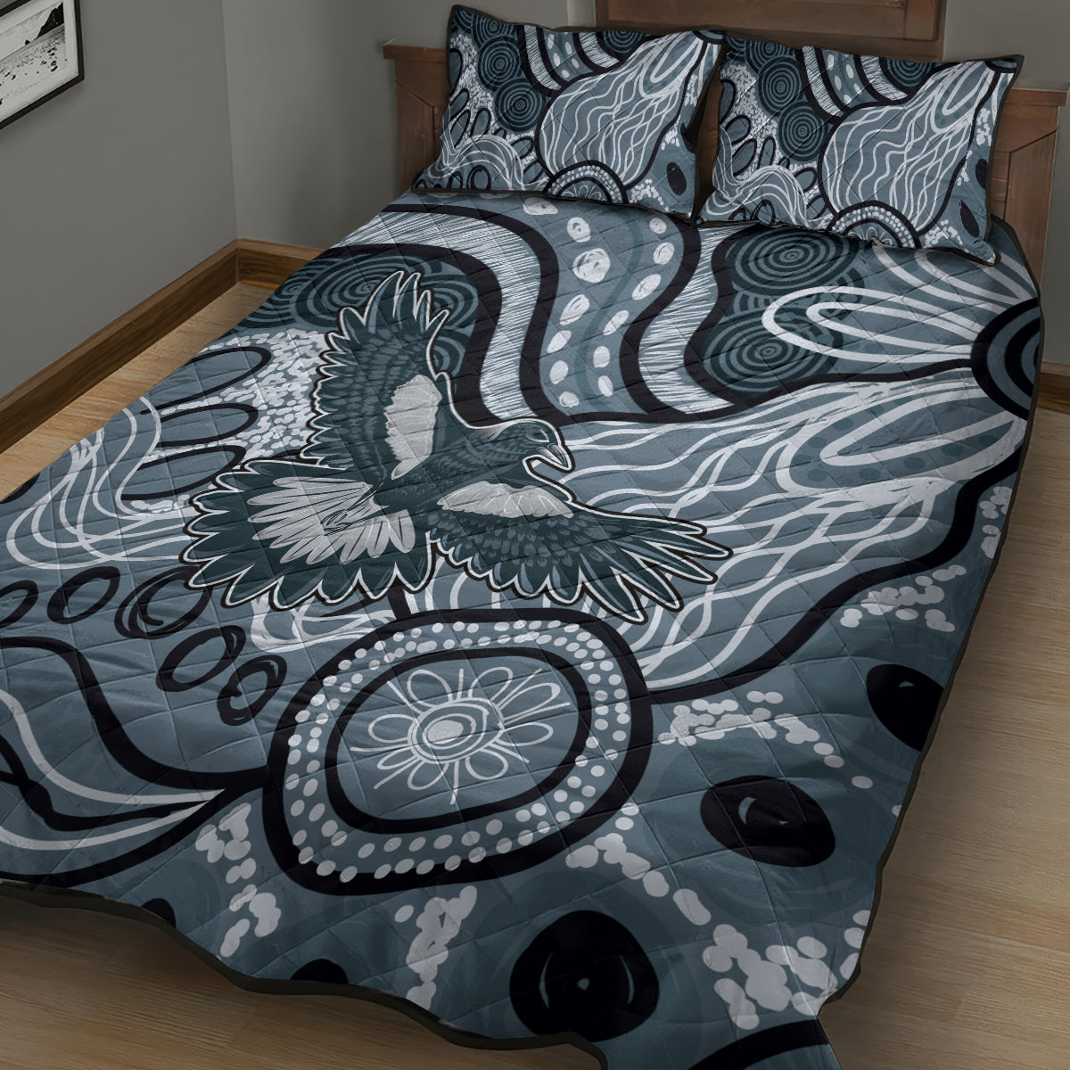 Magpies Aboriginal Art Quilt Bed Set