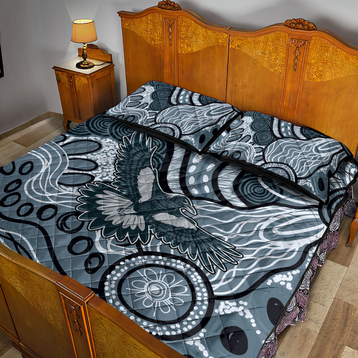 Magpies Aboriginal Art Quilt Bed Set