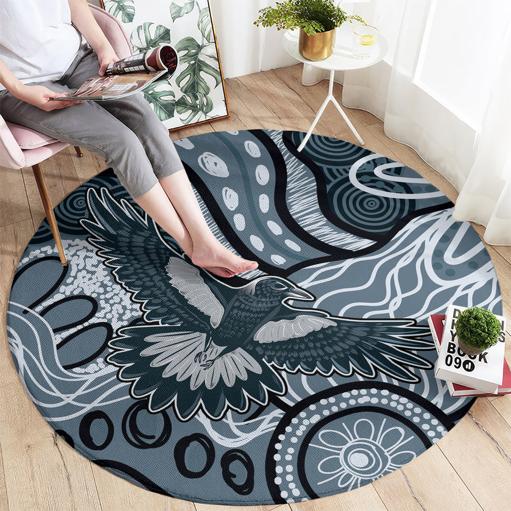 Magpies Aboriginal Art Round Carpet