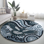 Magpies Aboriginal Art Round Carpet