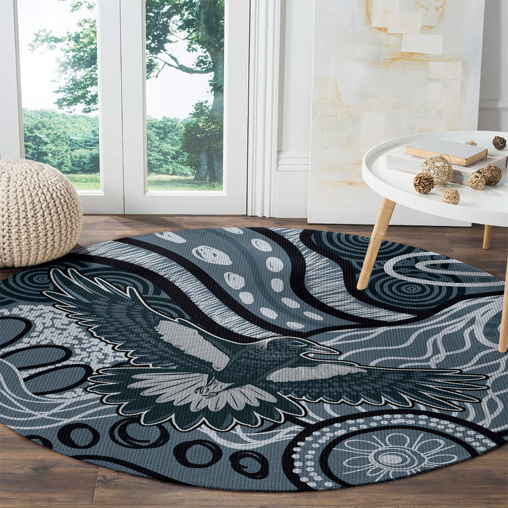 Magpies Aboriginal Art Round Carpet