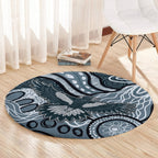 Magpies Aboriginal Art Round Carpet