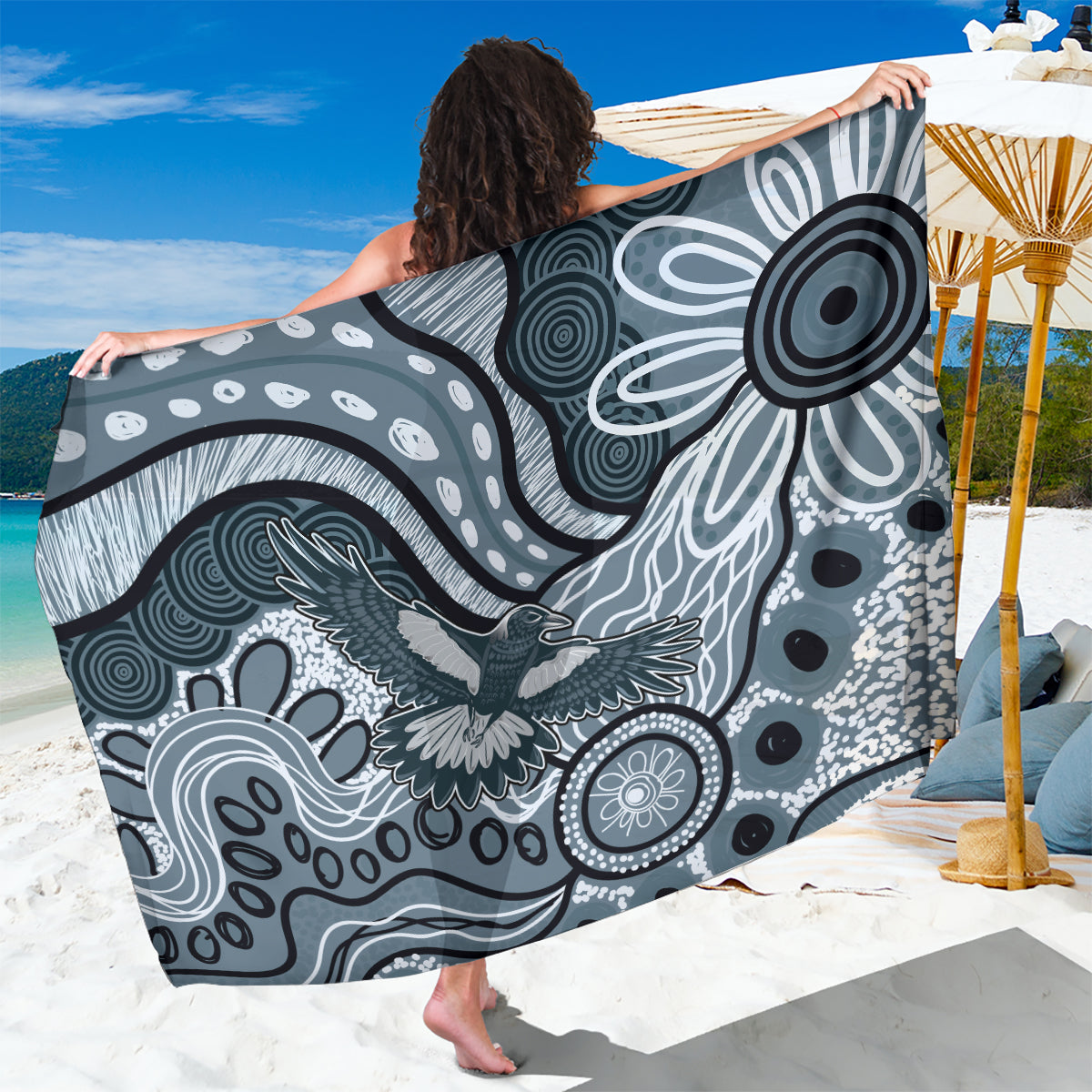 Magpies Aboriginal Art Sarong