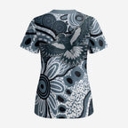 Magpies Aboriginal Art Scrub Top - Aussie Hoodie