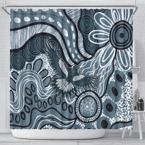 Magpies Aboriginal Art Shower Curtain