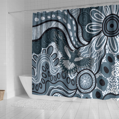Magpies Aboriginal Art Shower Curtain