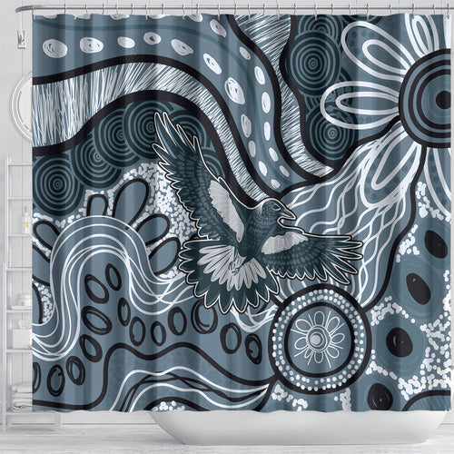 Magpies Aboriginal Art Shower Curtain