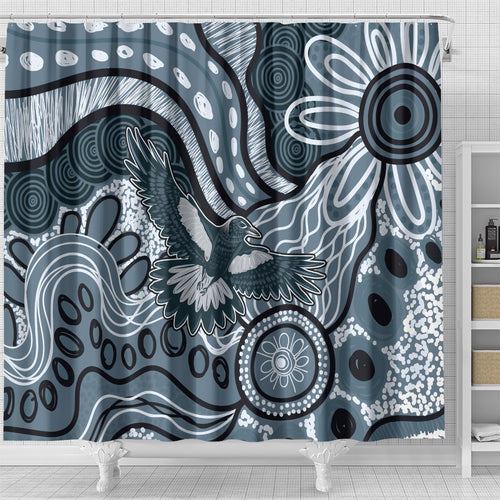 Magpies Aboriginal Art Shower Curtain