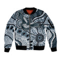 Magpies Aboriginal Art Sleeve Zip Bomber Jacket