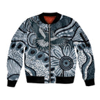 Magpies Aboriginal Art Sleeve Zip Bomber Jacket