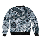 Magpies Aboriginal Art Sleeve Zip Bomber Jacket
