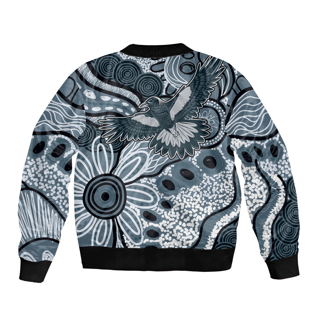 Magpies Aboriginal Art Sleeve Zip Bomber Jacket