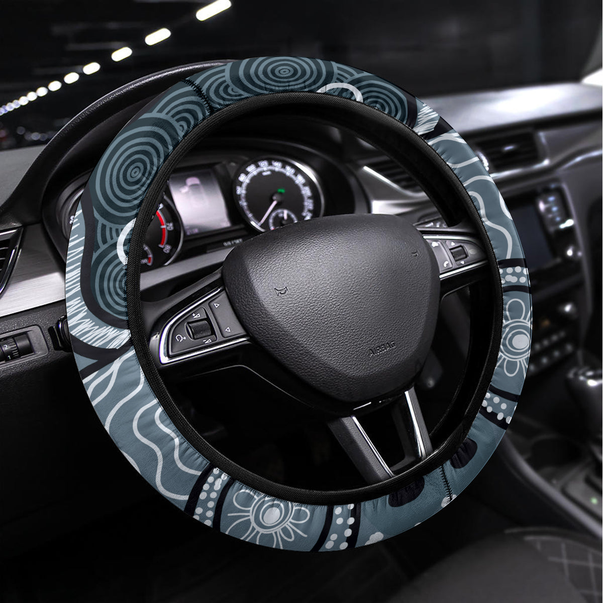 Magpies Aboriginal Art Steering Wheel Cover