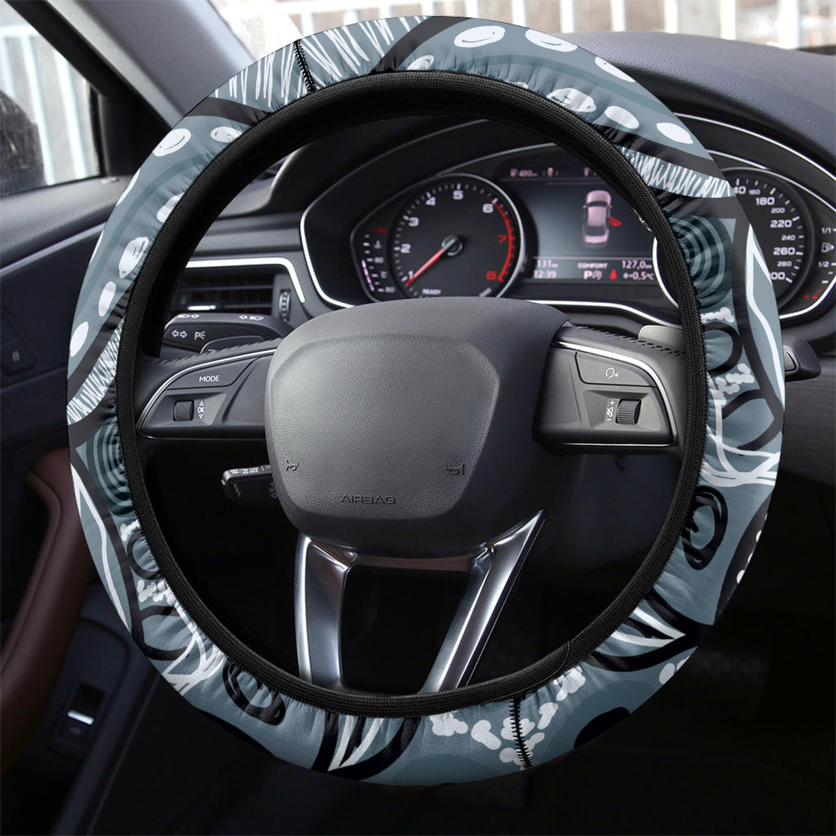 Magpies Aboriginal Art Steering Wheel Cover
