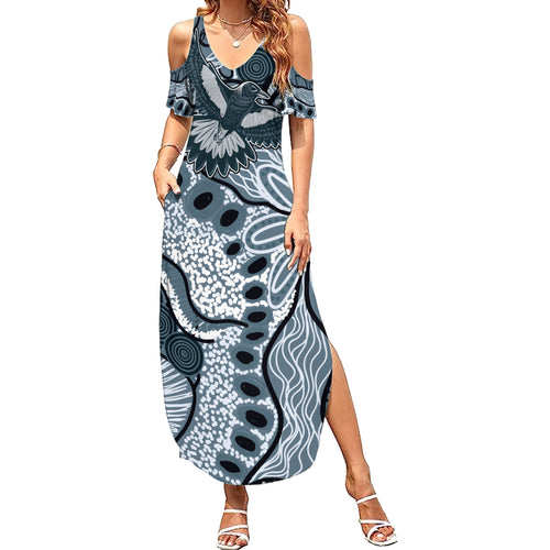 Magpies Aboriginal Art Summer Maxi Dress