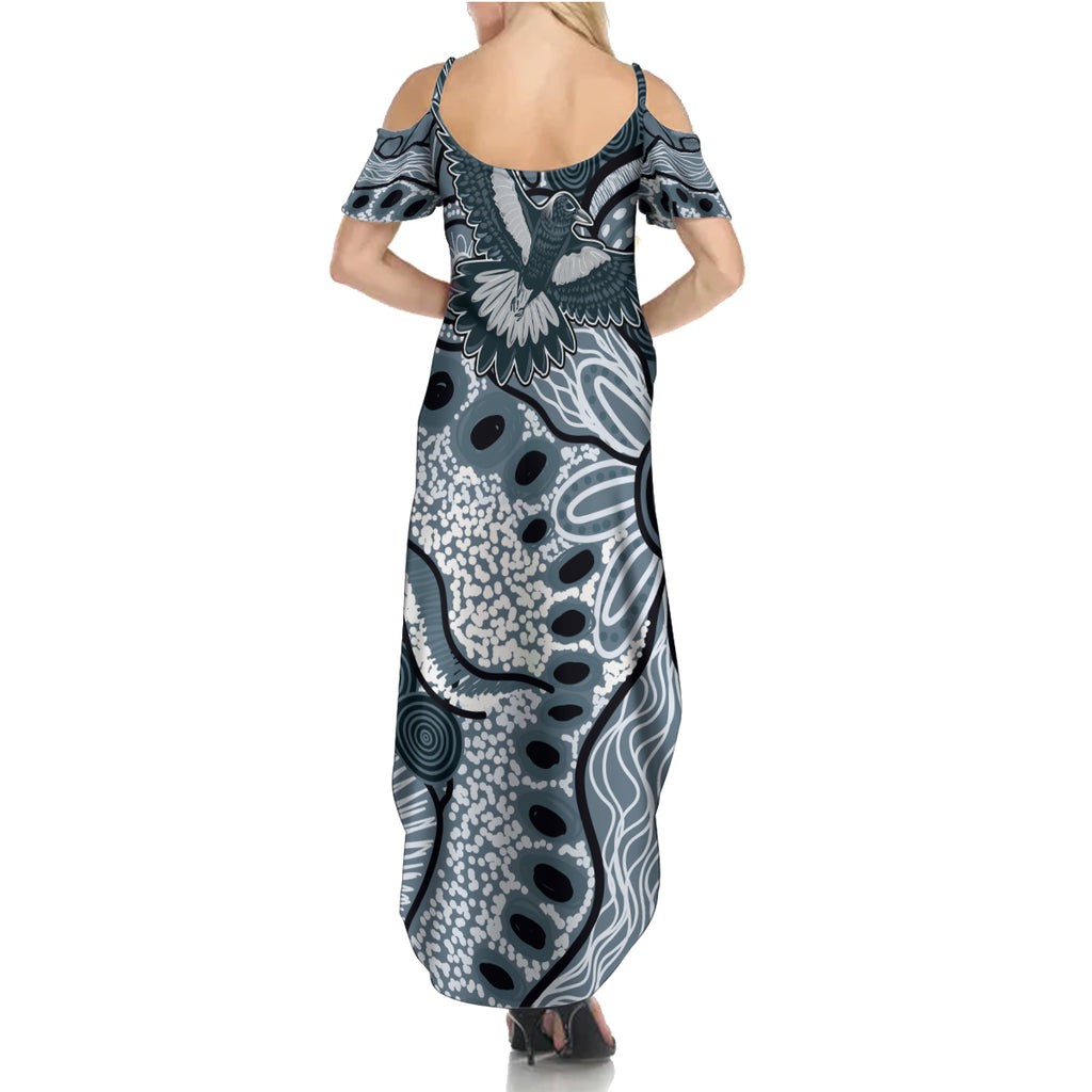 Magpies Aboriginal Art Summer Maxi Dress