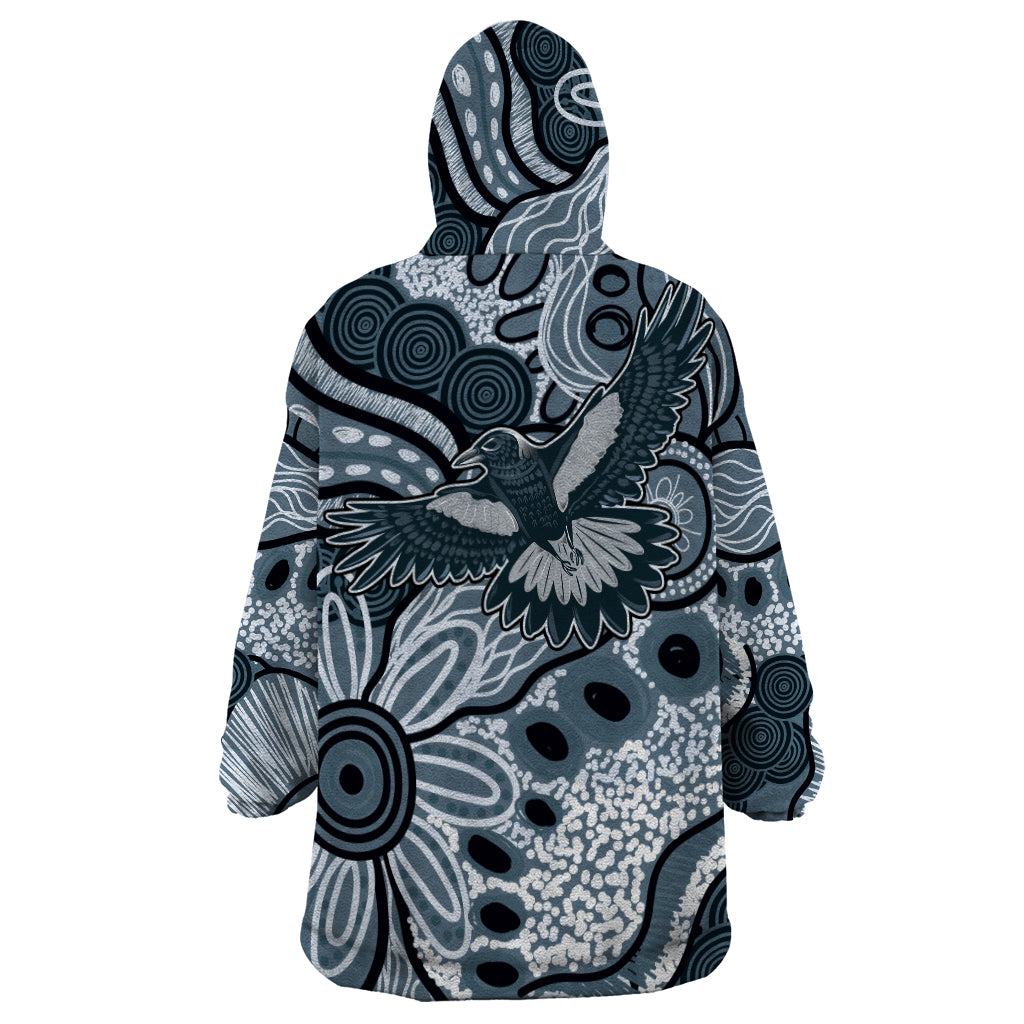 Magpies Aboriginal Art Wearable Blanket Hoodie