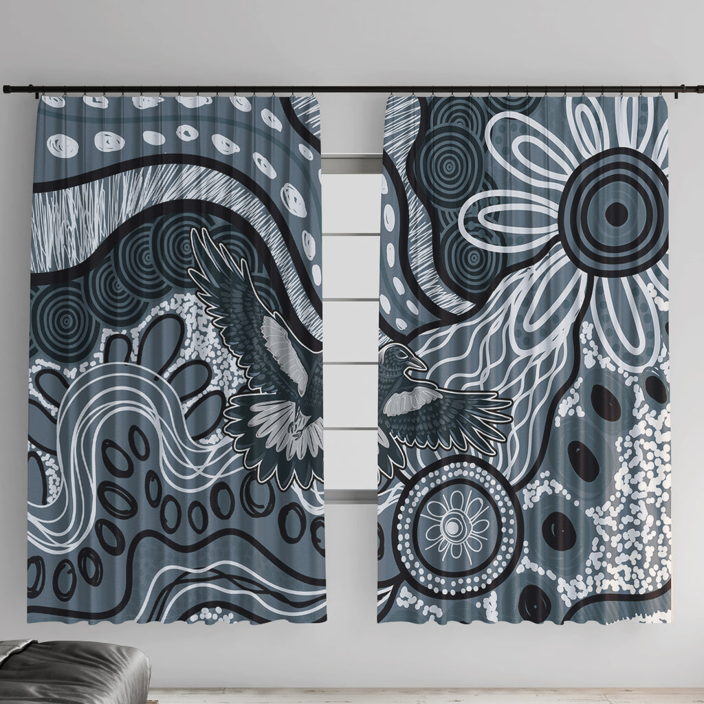 Magpies Aboriginal Art Window Curtain
