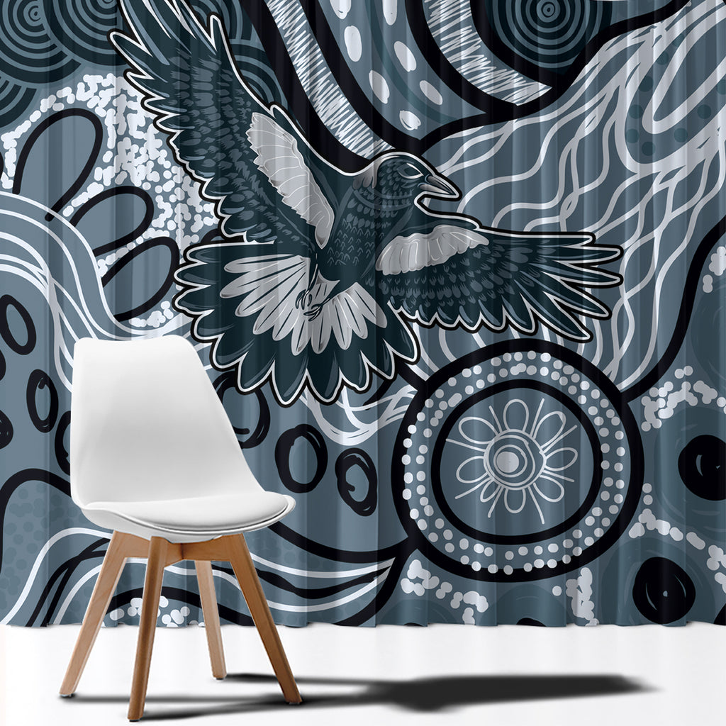 Magpies Aboriginal Art Window Curtain
