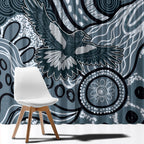 Magpies Aboriginal Art Window Curtain