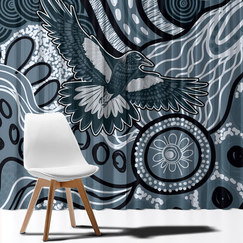 Magpies Aboriginal Art Window Curtain