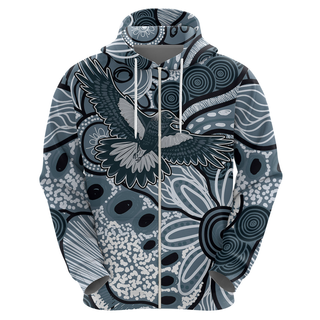 Magpies Aboriginal Art Zip Hoodie