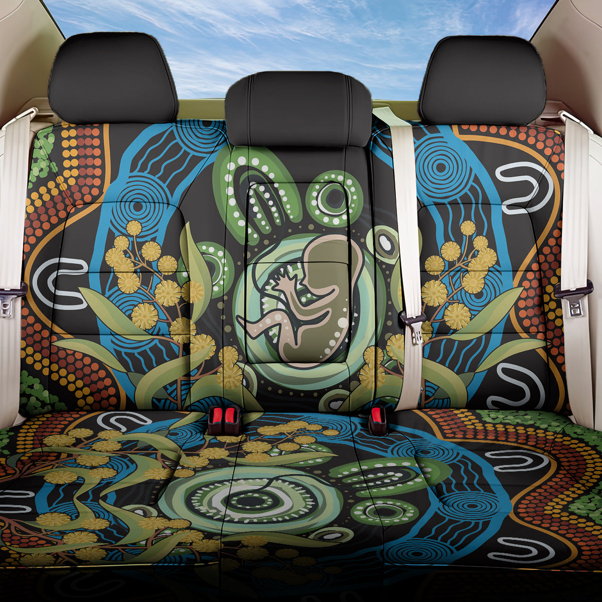 Baby in the Womb Back Car Seat Cover Aboriginal Art Style