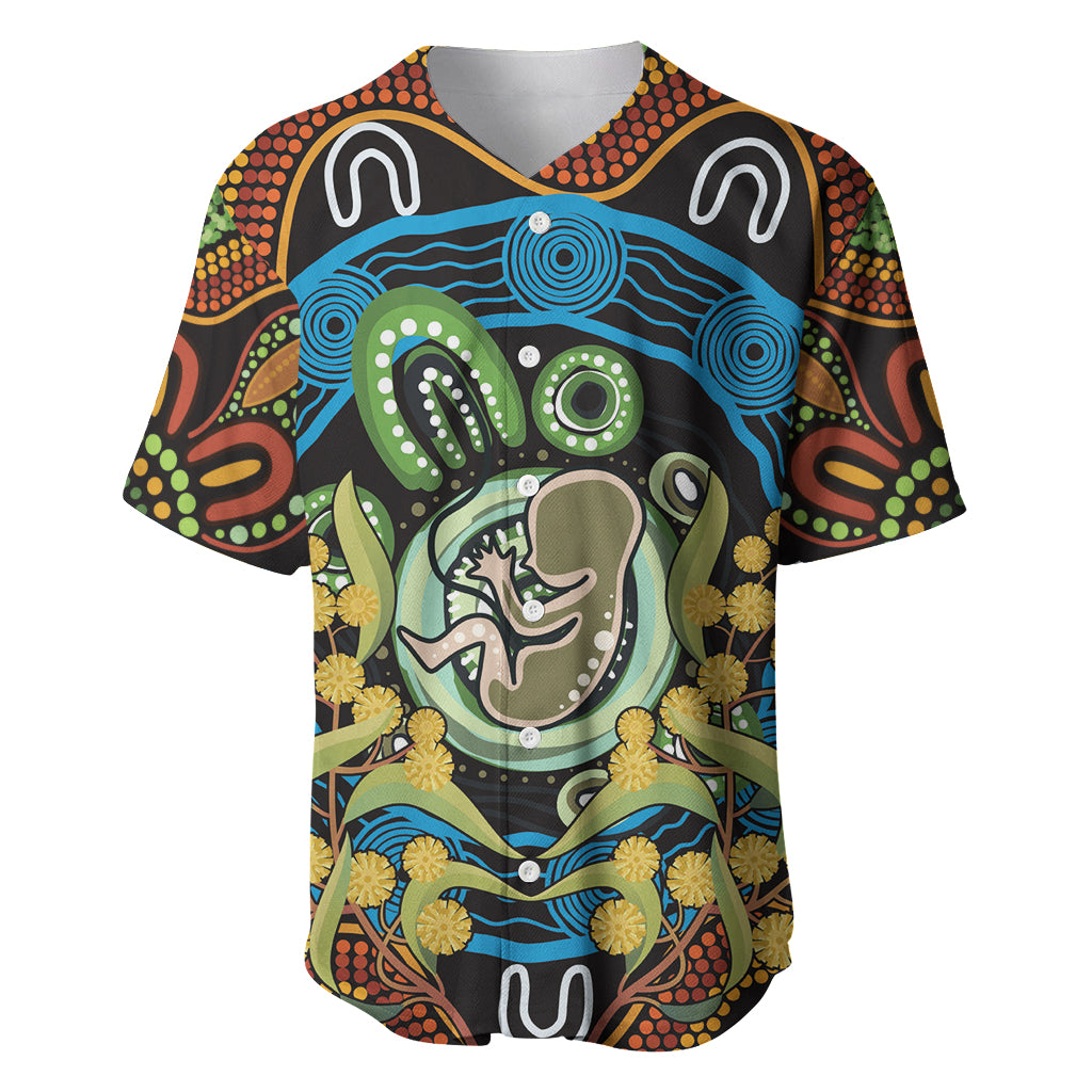 Baby in the Womb Baseball Jersey Aboriginal Art Style