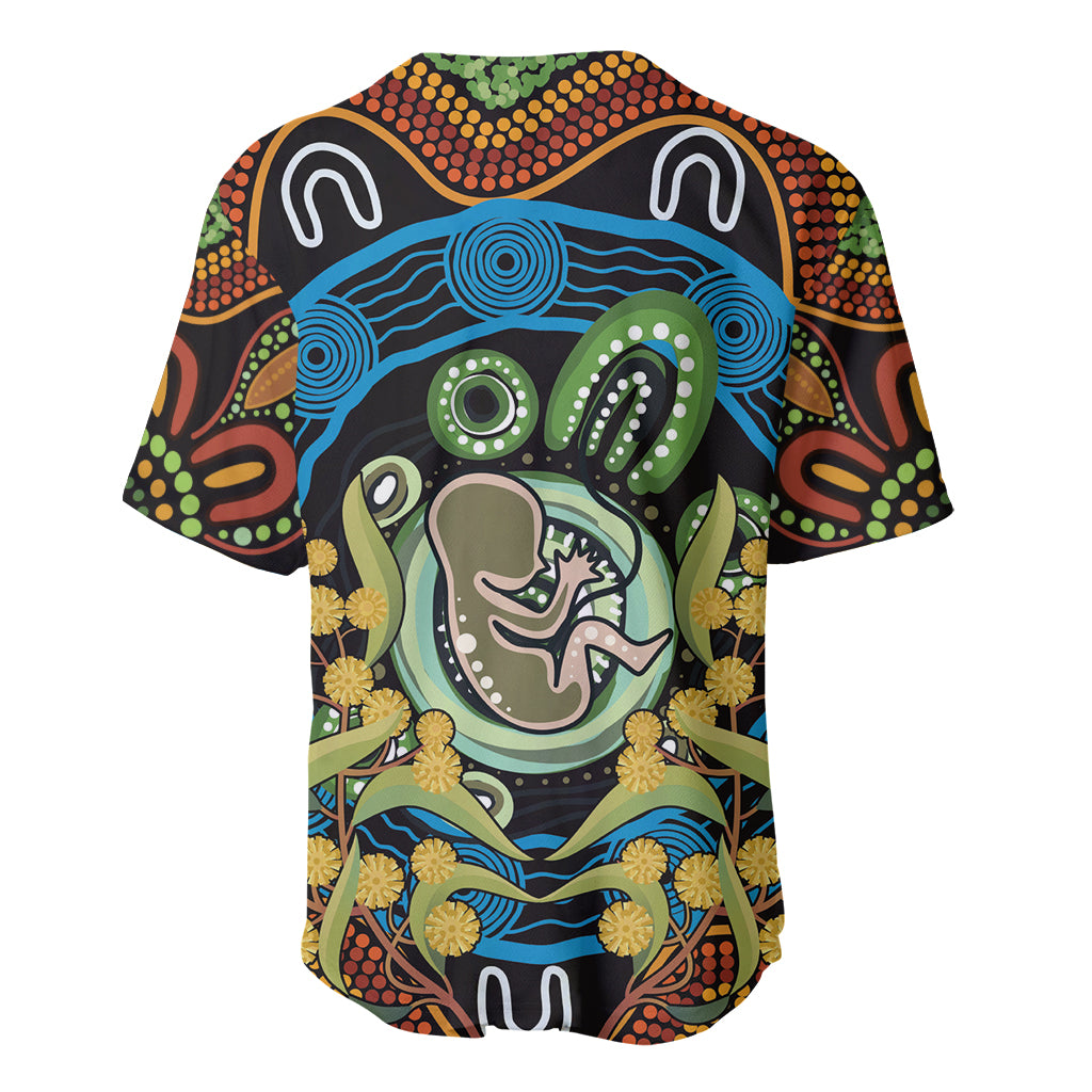 Baby in the Womb Baseball Jersey Aboriginal Art Style