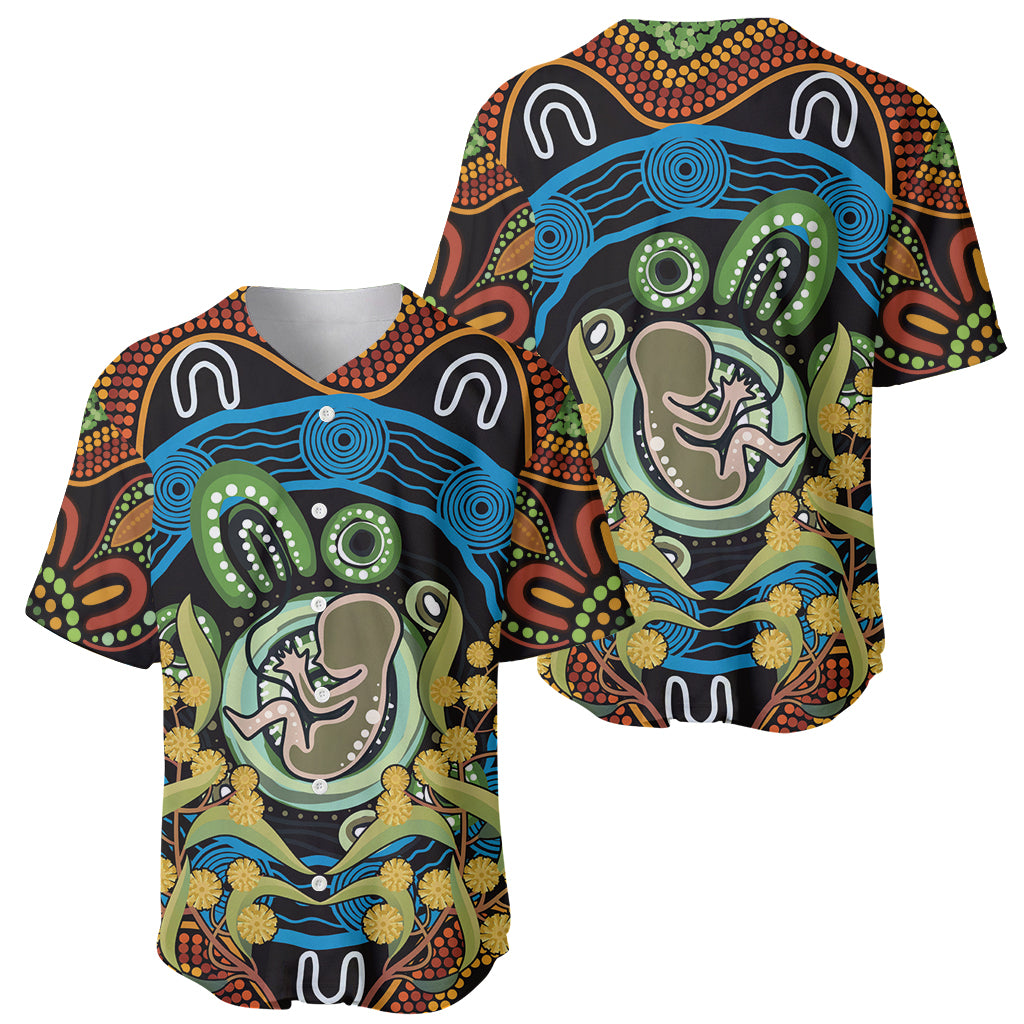 Baby in the Womb Baseball Jersey Aboriginal Art Style