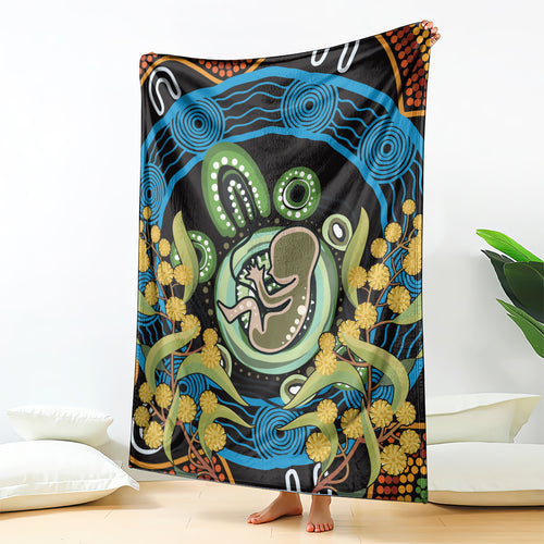 Baby in the Womb Blanket Aboriginal Art Style