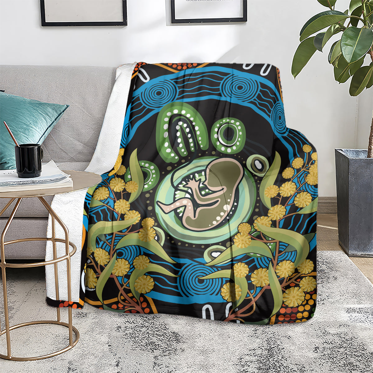 Baby in the Womb Blanket Aboriginal Art Style