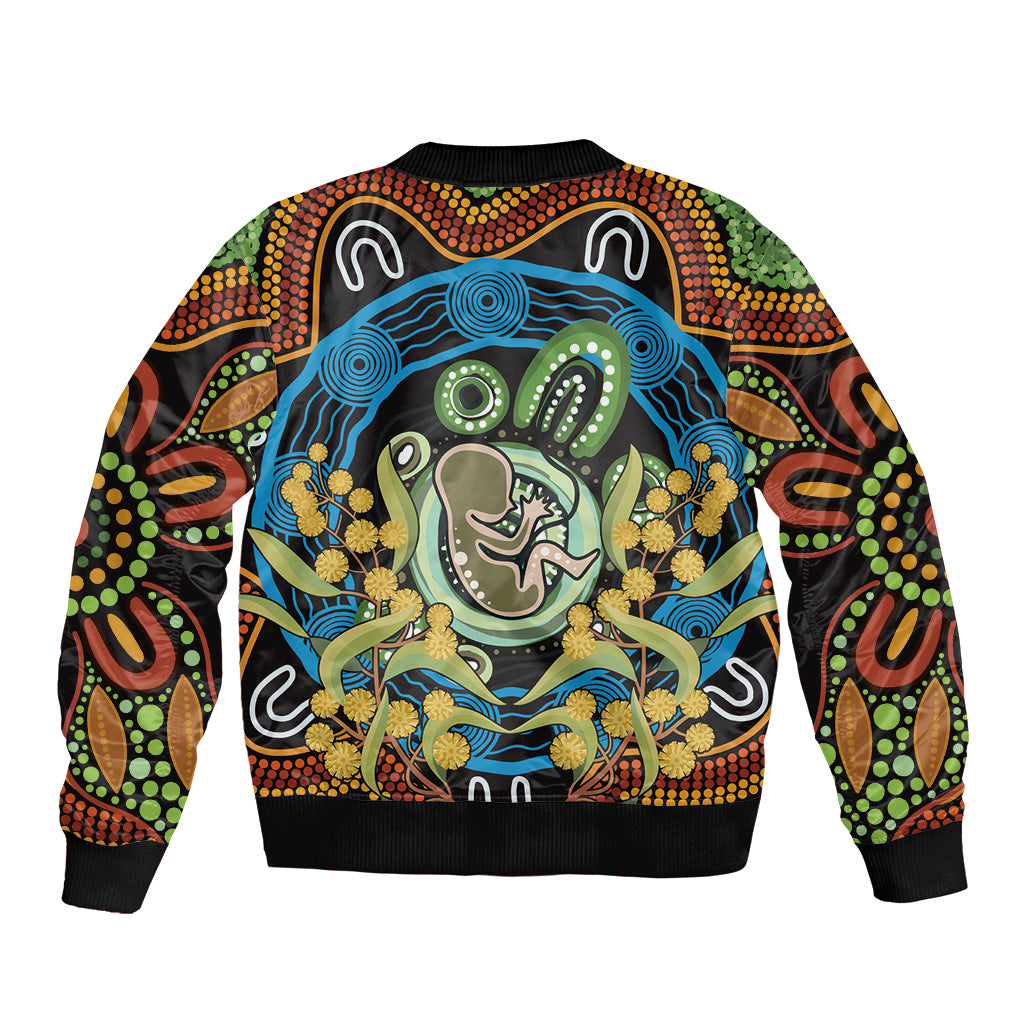 Baby in the Womb Bomber Jacket Aboriginal Art Style