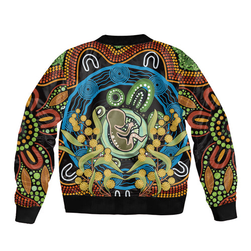 Baby in the Womb Bomber Jacket Aboriginal Art Style