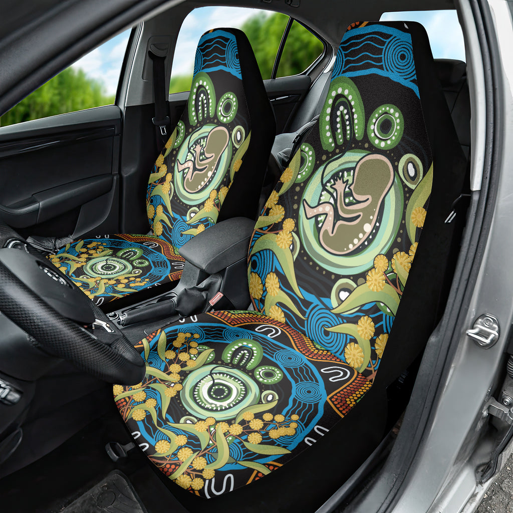 Baby in the Womb Car Seat Cover Aboriginal Art Style