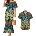 Baby in the Womb Couples Matching Mermaid Dress and Hawaiian Shirt Aboriginal Art Style