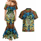 Baby in the Womb Couples Matching Mermaid Dress and Hawaiian Shirt Aboriginal Art Style