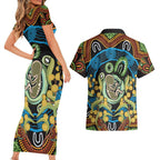 Baby in the Womb Couples Matching Short Sleeve Bodycon Dress and Hawaiian Shirt Aboriginal Art Style