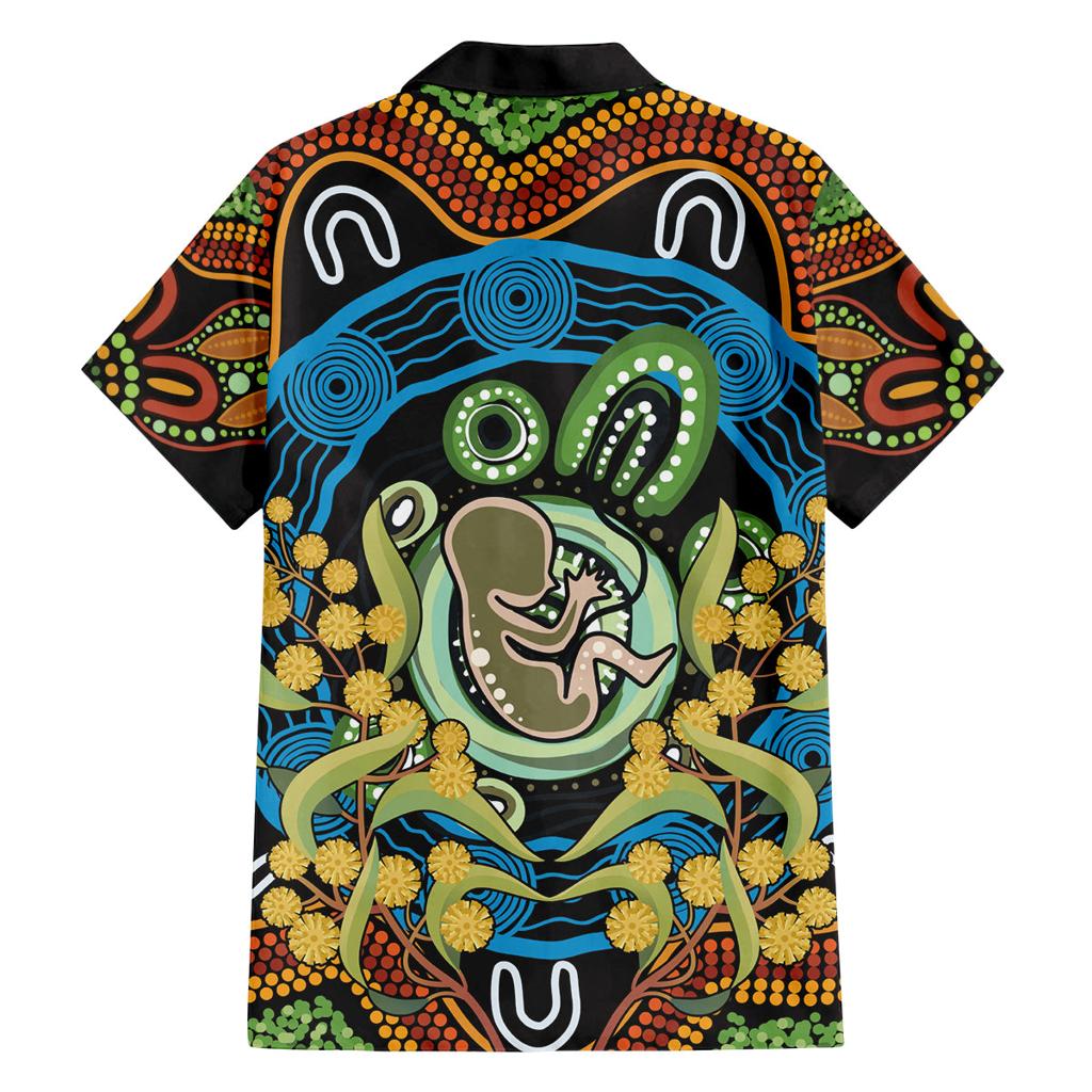 Baby in the Womb Family Matching Long Sleeve Bodycon Dress and Hawaiian Shirt Aboriginal Art Style