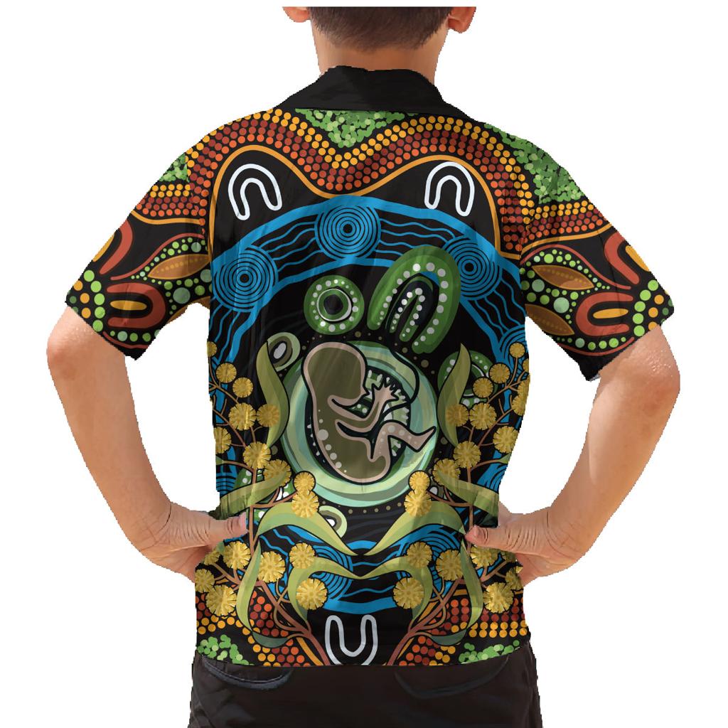 Baby in the Womb Family Matching Mermaid Dress and Hawaiian Shirt Aboriginal Art Style