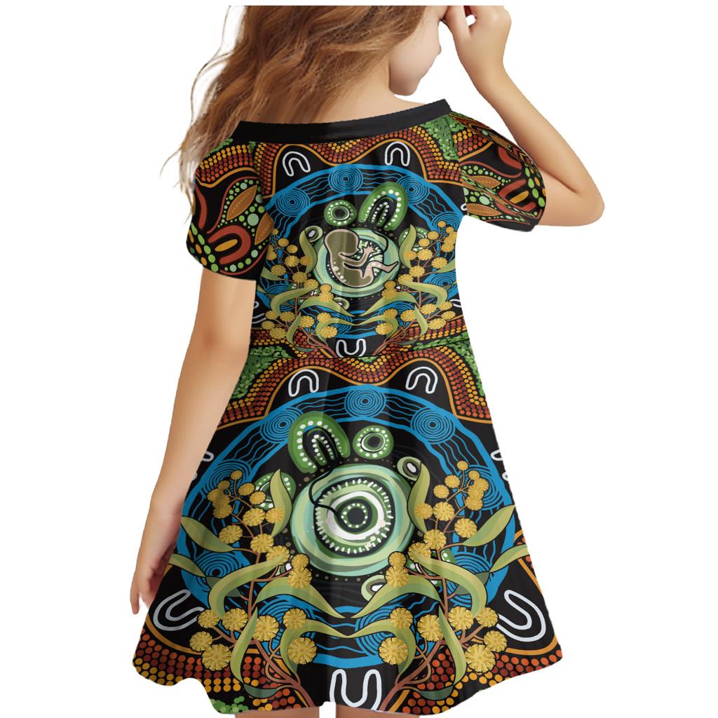 Baby in the Womb Family Matching Mermaid Dress and Hawaiian Shirt Aboriginal Art Style