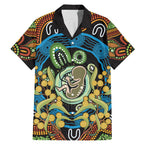 Baby in the Womb Family Matching Mermaid Dress and Hawaiian Shirt Aboriginal Art Style