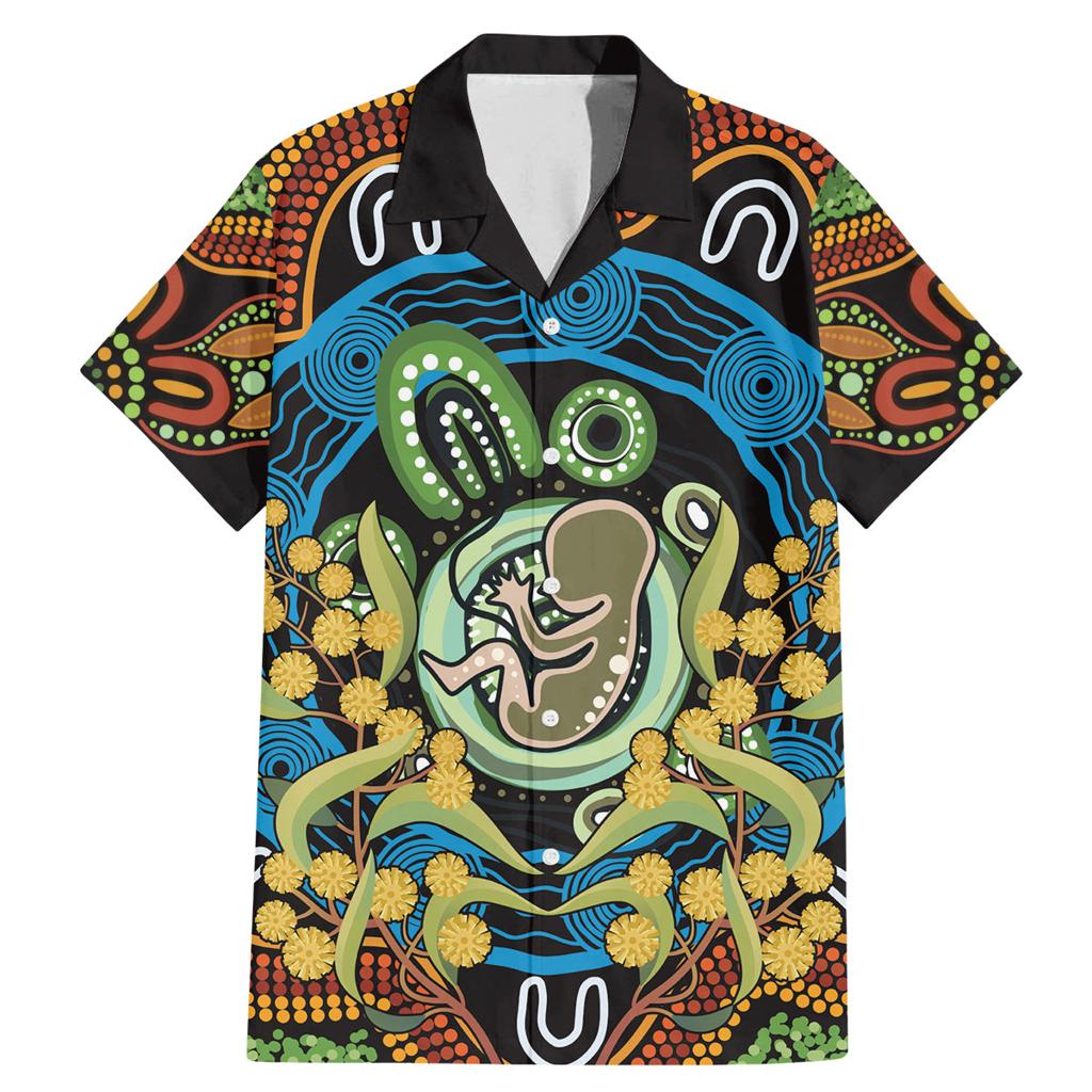 Baby in the Womb Family Matching Mermaid Dress and Hawaiian Shirt Aboriginal Art Style
