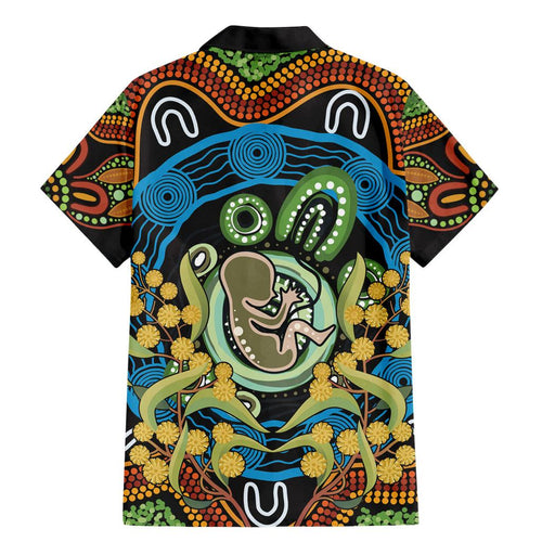 Baby in the Womb Family Matching Mermaid Dress and Hawaiian Shirt Aboriginal Art Style