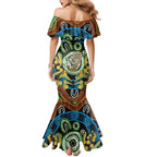 Baby in the Womb Family Matching Mermaid Dress and Hawaiian Shirt Aboriginal Art Style