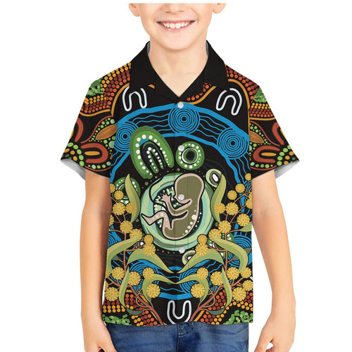 Baby in the Womb Family Matching Mermaid Dress and Hawaiian Shirt Aboriginal Art Style