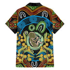 Baby in the Womb Family Matching Off The Shoulder Long Sleeve Dress and Hawaiian Shirt Aboriginal Art Style
