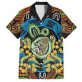 Baby in the Womb Family Matching Off Shoulder Maxi Dress and Hawaiian Shirt Aboriginal Art Style